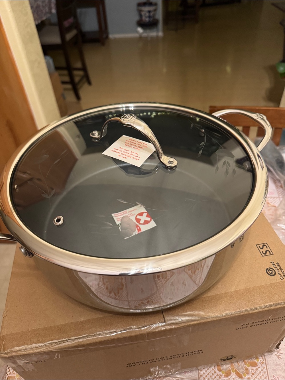 Princess House Polished Silver Stainless Steel Covered Casserole